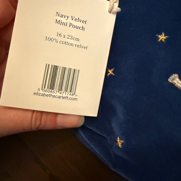 Blue Velvet Cosmetic Bag with Elephant Design - Picture 3 of 4